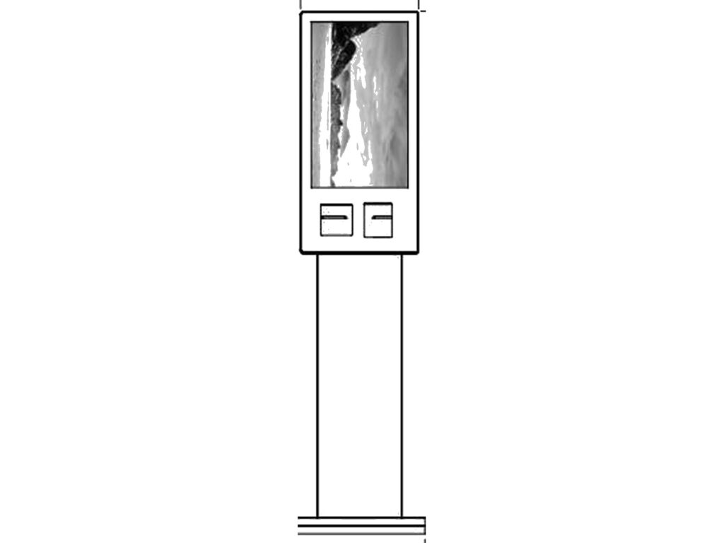 LFTouch 23.8-inch self-service terminal kiosk front view drawing