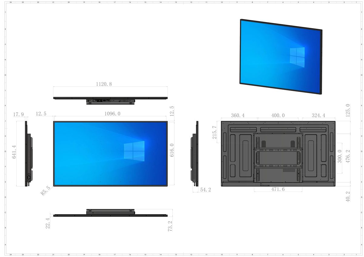WM50 50 inch wall-mounted advertising display dimension drawing