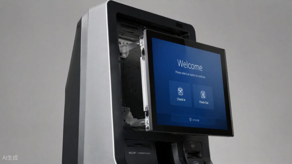 open frame touch monitor installed in self-service kiosk