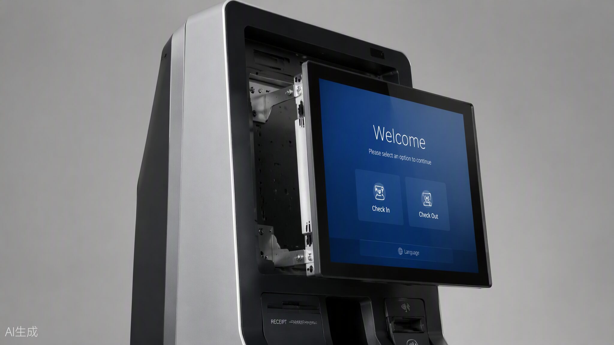 open frame touch monitor installed in self-service kiosk