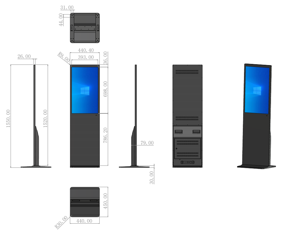 LF-FST-IR 2D mechanical drawing with dimensions