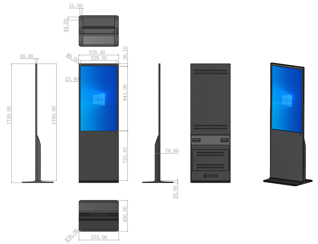 LF-FST-IR 2D mechanical drawing with dimensions