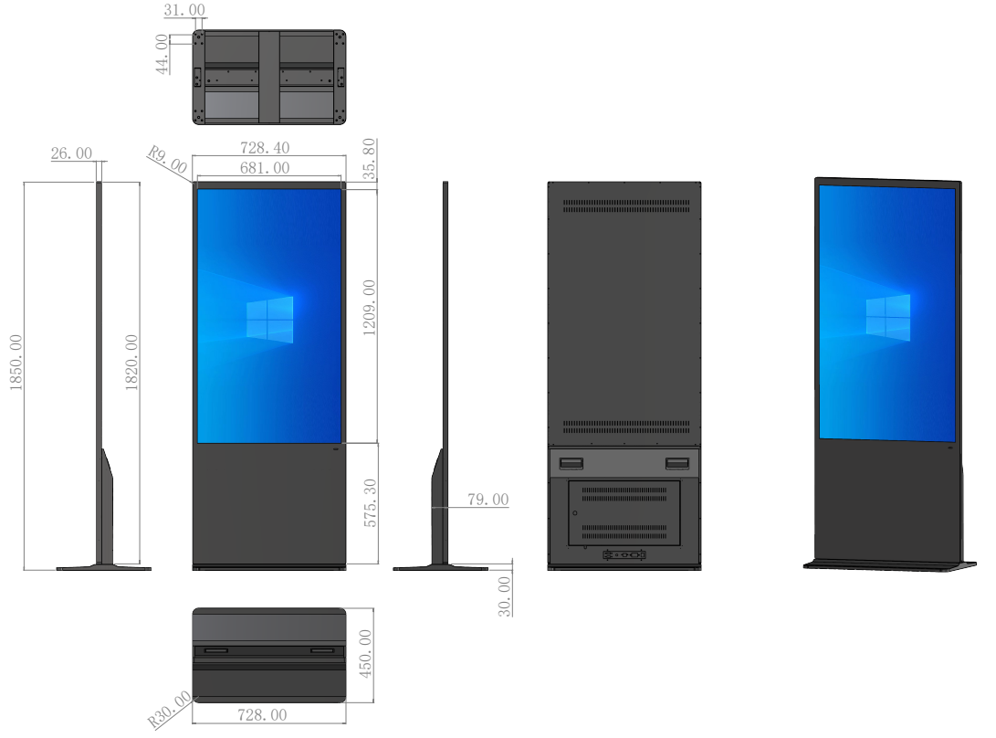 LF-FST-IR 2D mechanical drawing with dimensions