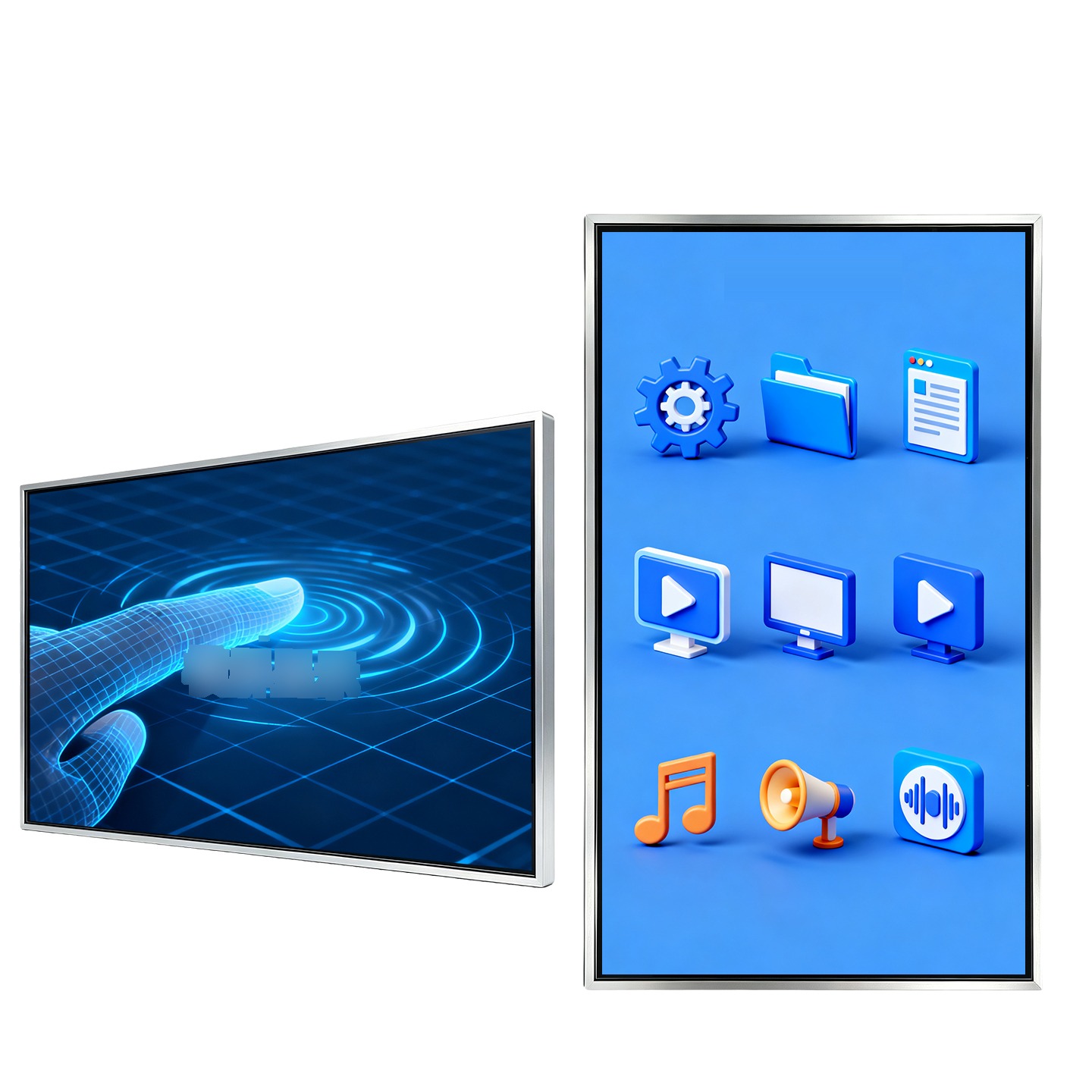 LF-WMT-IR wall-mounted display in landscape and portrait installation