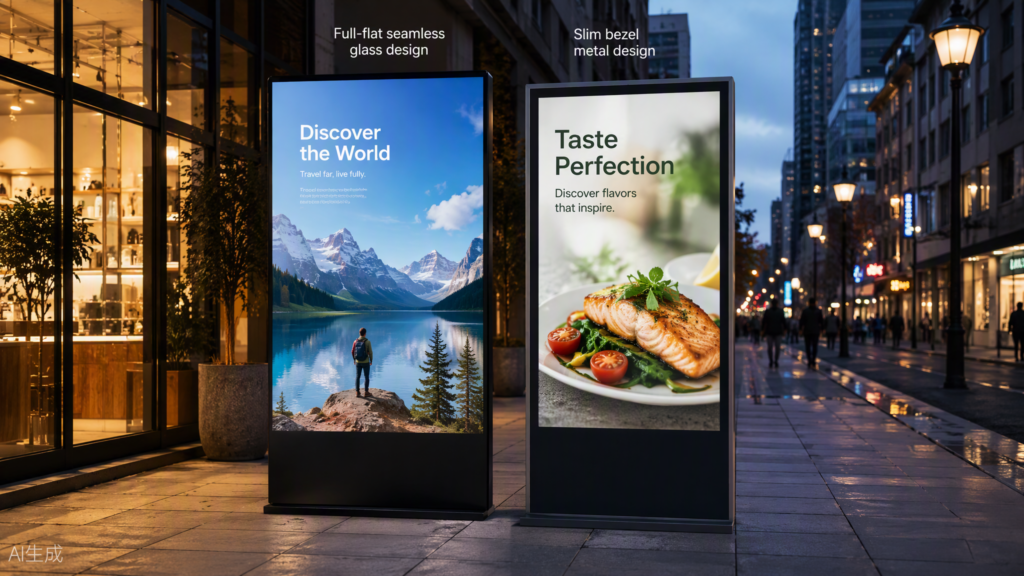 Flat bezel vs slim bezel outdoor digital signage comparison