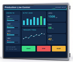 17″ fully-enclosed industrial panel PC, G+G capacitive touch with industrial HMI on screen