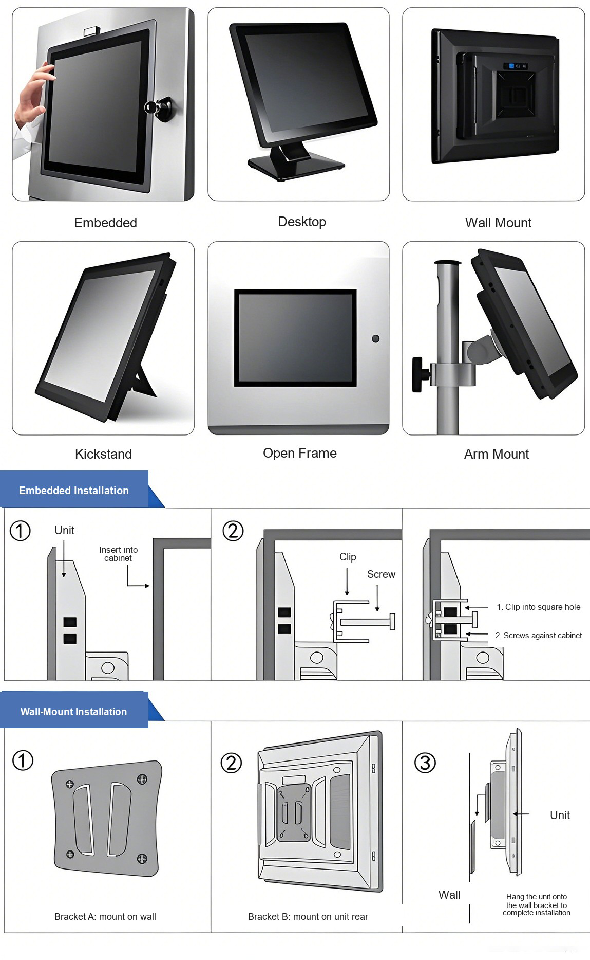 HC185RAO fully-enclosed industrial panel PC mounting methods