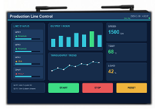 17″ open frame industrial panel PC, G+G capacitive touch with industrial HMI on screen