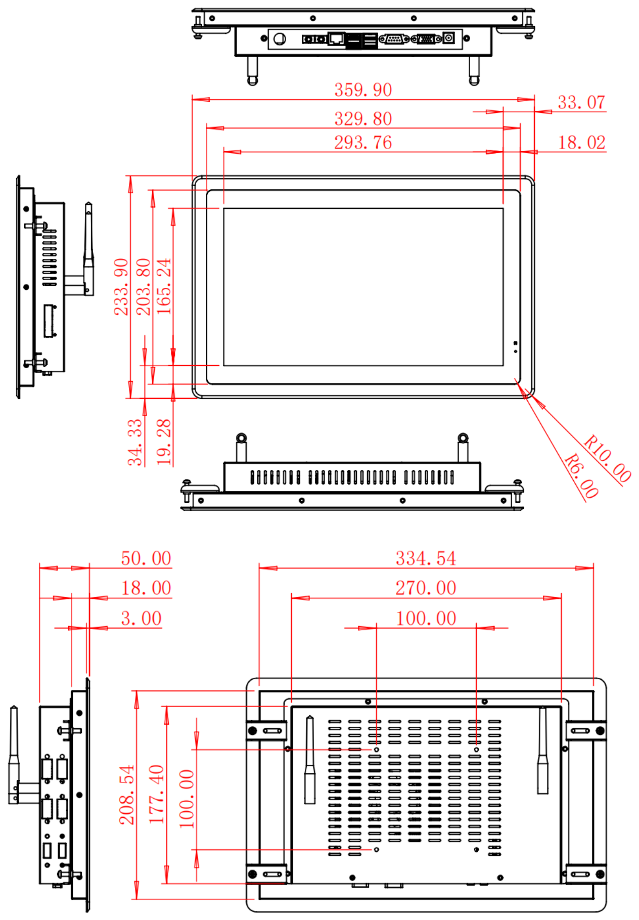 HC133RPC dimension drawing, 359.9 × 233.9 × 50 mm